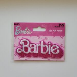 Barbie Pink and White Logo Iron-On Patch